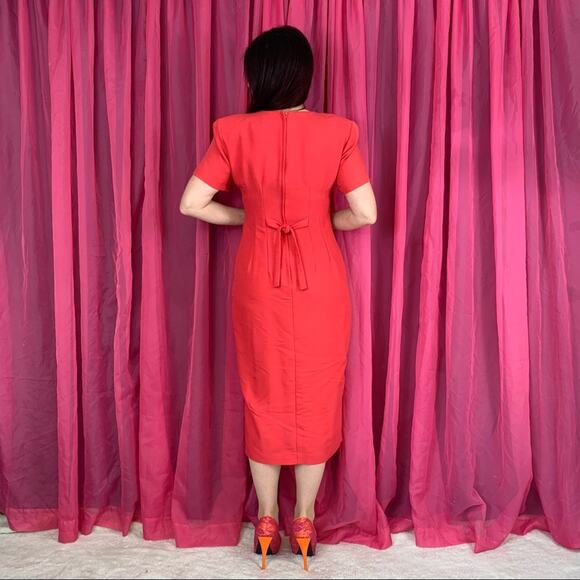 Vintage 90s DJI pink button down secretary sheath dress, 9/10 - Picture 4 of 9